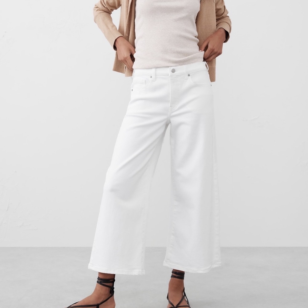 Banana Republic Wide-Leg Cropped Jean White 27/4 New With Tags